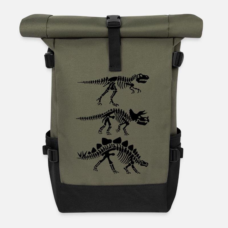 anatomie du squelette de dinosaure - Sac à dos roll top - olive/noir