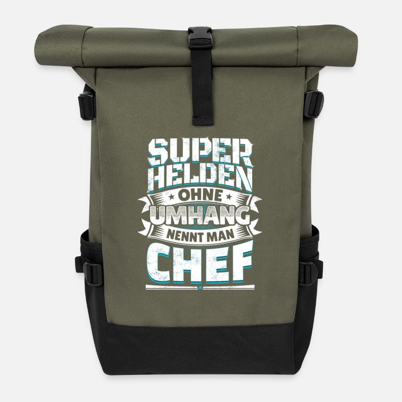 Superheld lustiger Spruch Held Chef Geschenk - Rolltop Rucksack - Olive/Schwarz