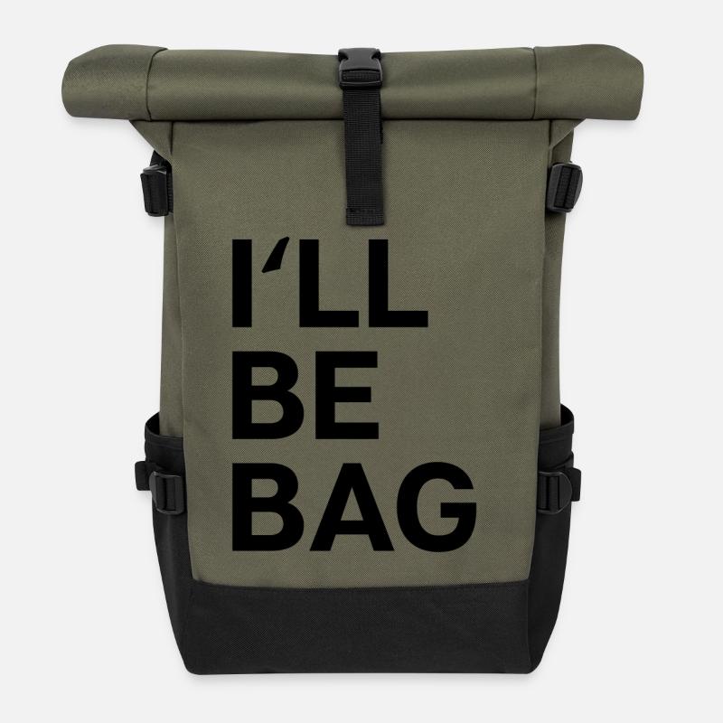 I'll be bag - Tasche Einkaufstasche Jutebeutel - Rolltop Rucksack - Olive/Schwarz