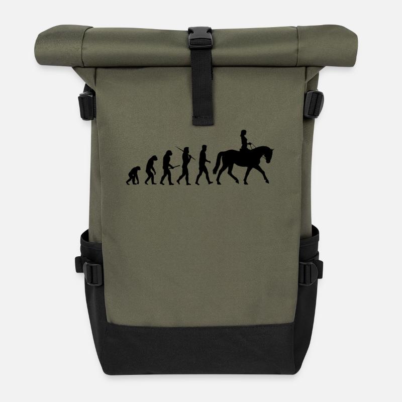 Evolution Reiten, Reitsport Geschenk - Rolltop Rucksack - Olive/Schwarz