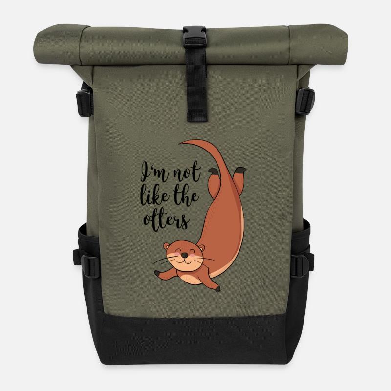 Loutres - Sac à dos roll top - olive/noir