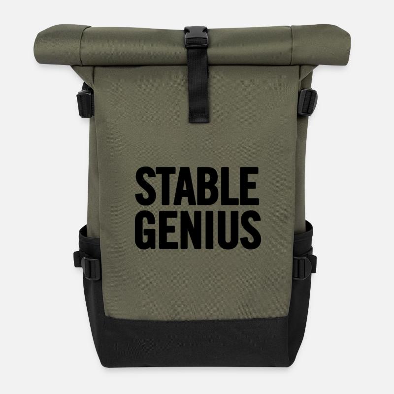 Stable Genius Black - Roll Top Backpack - olive/black