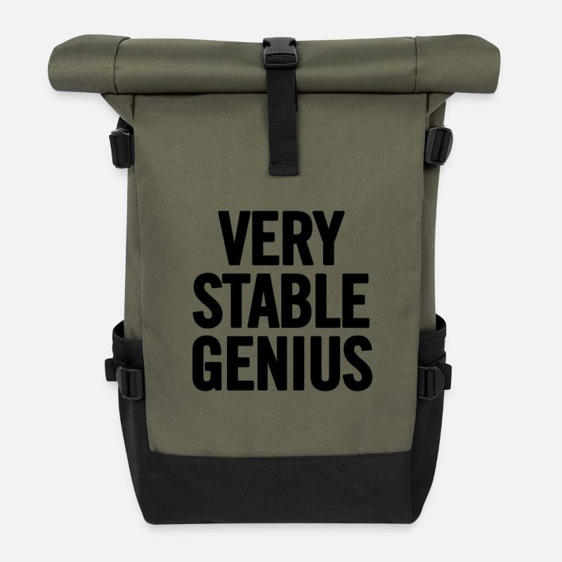 Very Stable Genius Schwarz - Rolltop Rucksack - Olive/Schwarz