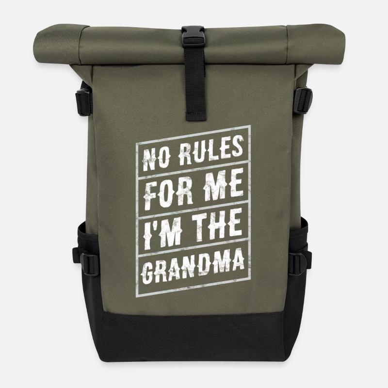 Pas de règles pour moi: Je suis la grand-mère - Sac à dos roll top - olive/noir