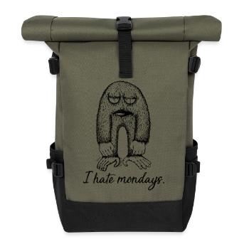 I hate mondays | Ich hasse Montage - Rolltop Rucksack - Olive/Schwarz - Vorne