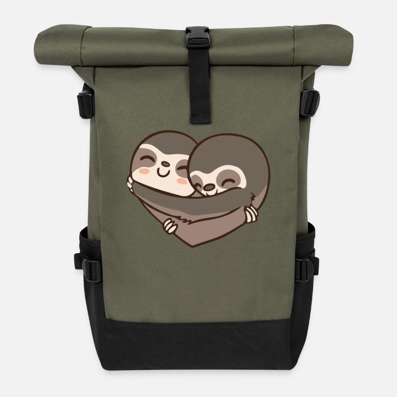 Sloth - Faultier - Paar - Geschenk - Partner - Rolltop Rucksack - Olive/Schwarz