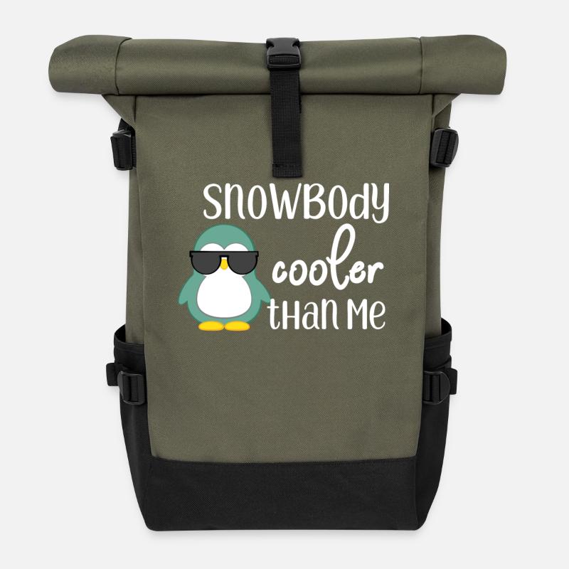 Pinguin - Schnee - Cool - Lustig - Sonnenbrille - Rolltop Rucksack - Olive/Schwarz