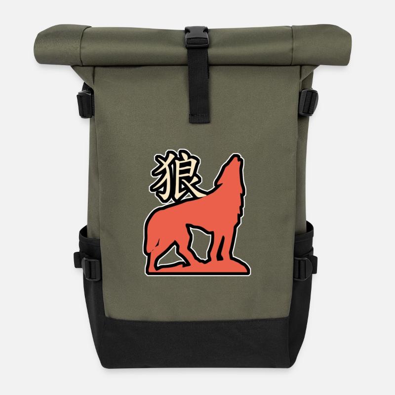 japanese wolf - Rolltop Rucksack - Olive/Schwarz