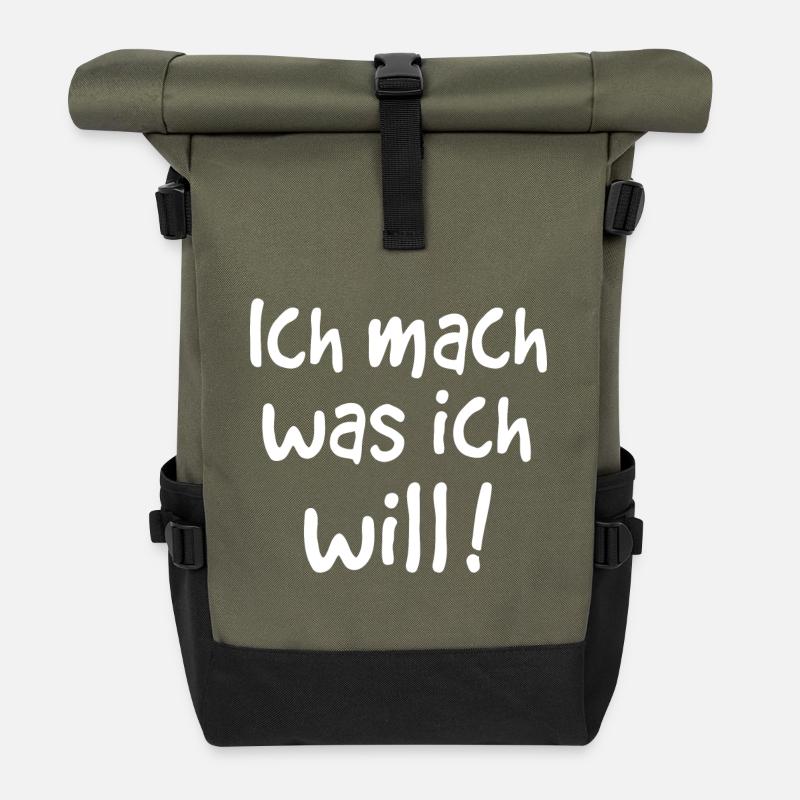 ICH MACH WAS ICH WILL - Rolltop Rucksack - Olive/Schwarz