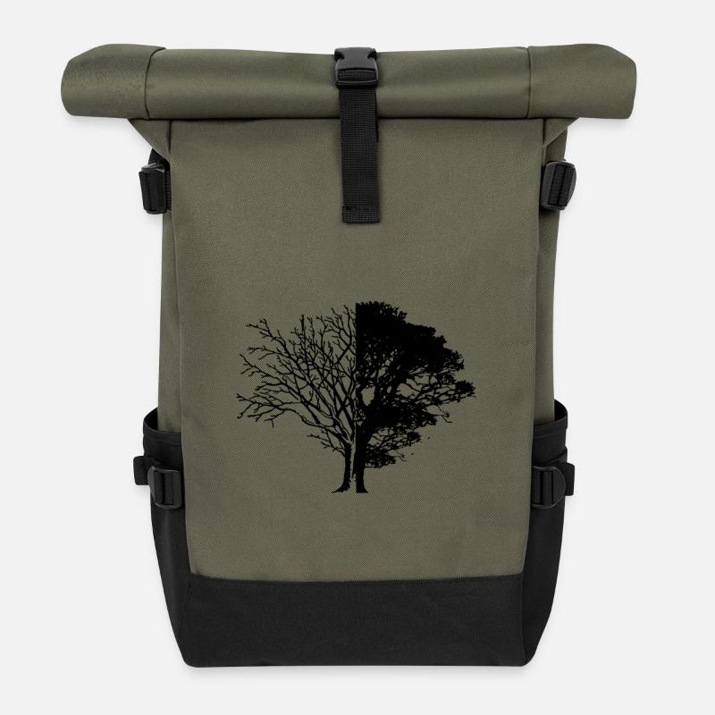 La vie et l'arbre mort - Sac à dos roll top - olive/noir