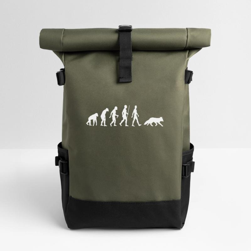 Fuchs Evolution Geschenk Tier Füchsin Rotfuchs Rolltop Rucksack