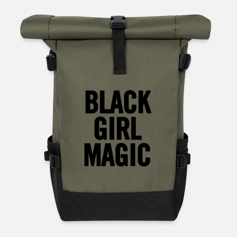Black Girl Magic 2 Schwarz - Rolltop Rucksack - Olive/Schwarz