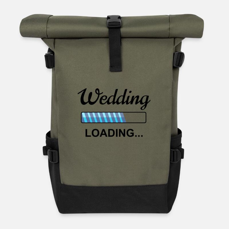 Wedding engagement wedding planning gift - Roll Top Backpack - olive/black