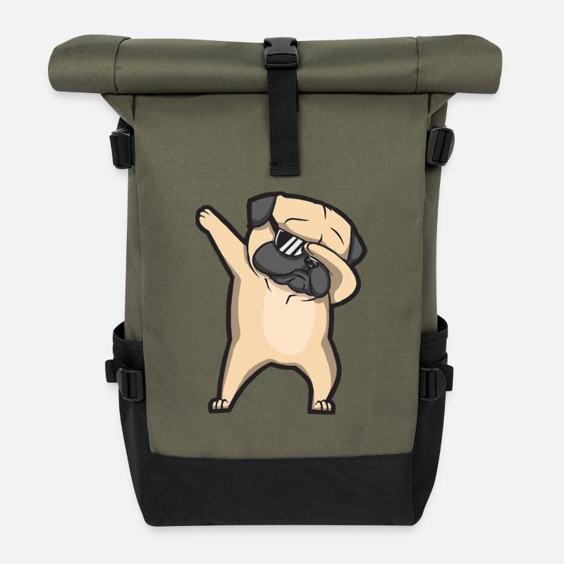 dabbing pug - Rolltop Rucksack - Olive/Schwarz