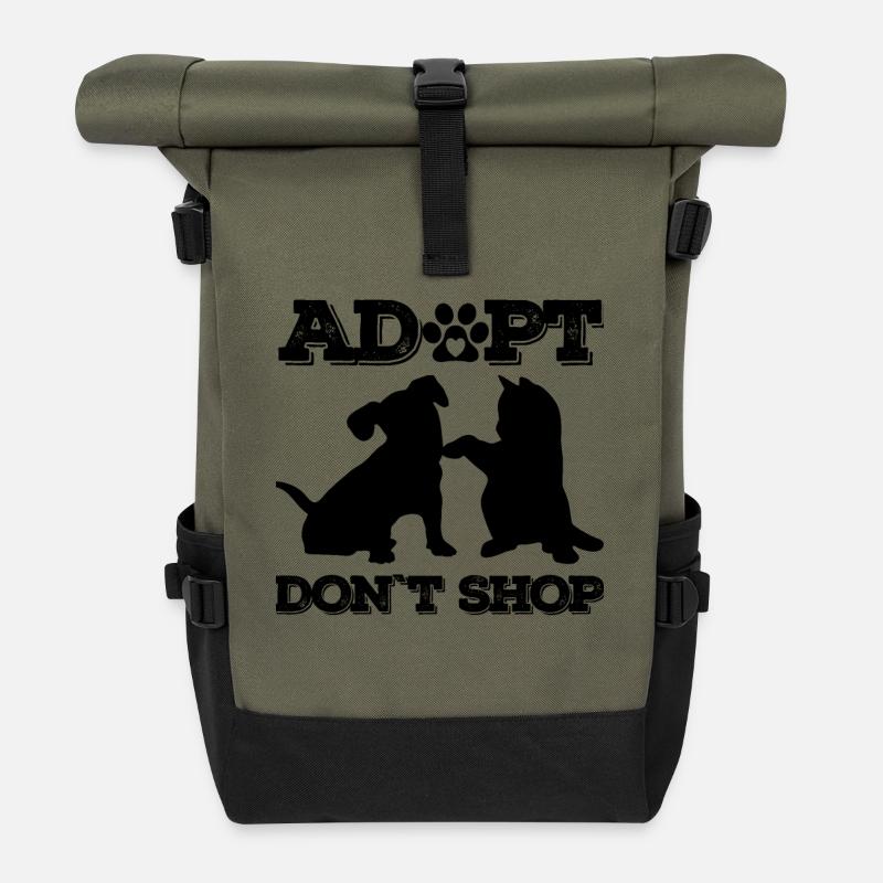 Adopt don't shop - Rolltop Rucksack - Olive/Schwarz