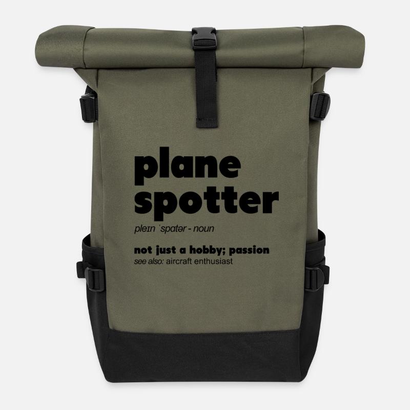 Plane Spotting Definition Plane Spotter Photo - Roll Top Backpack - olive/black