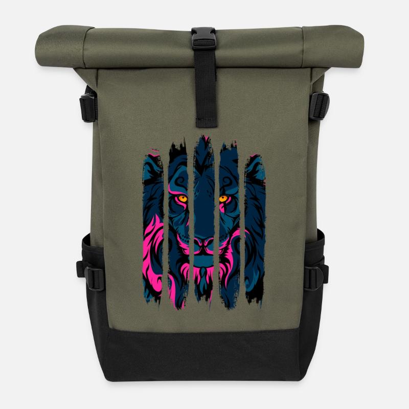 Lion - Sac à dos roll top - olive/noir