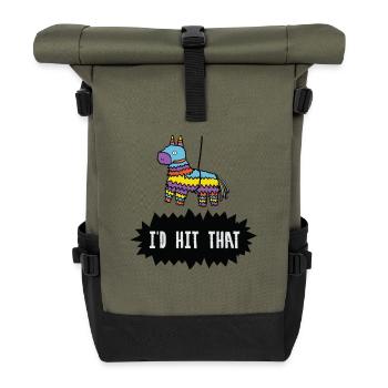 I'd Hit That Colorful Pinata Cinco De Mayo Shirt - Roll Top Backpack - olive/black - Front