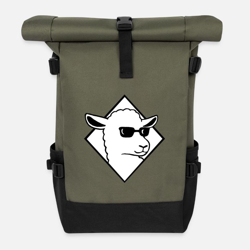 Cooles Schaf mit Sonnenbrille Mäh Wolle - Rolltop Rucksack - Olive/Schwarz