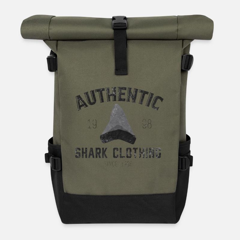 Authentische Haifischbekleidung - Rolltop Rucksack - Olive/Schwarz