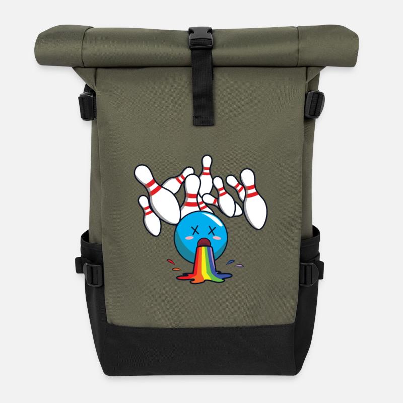 Bowling bowling rainbow - Roll Top Backpack - olive/black