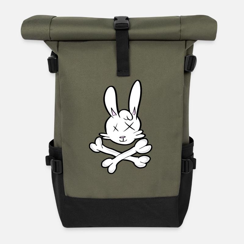 Totenkopf Hase - Rolltop Rucksack - Olive/Schwarz