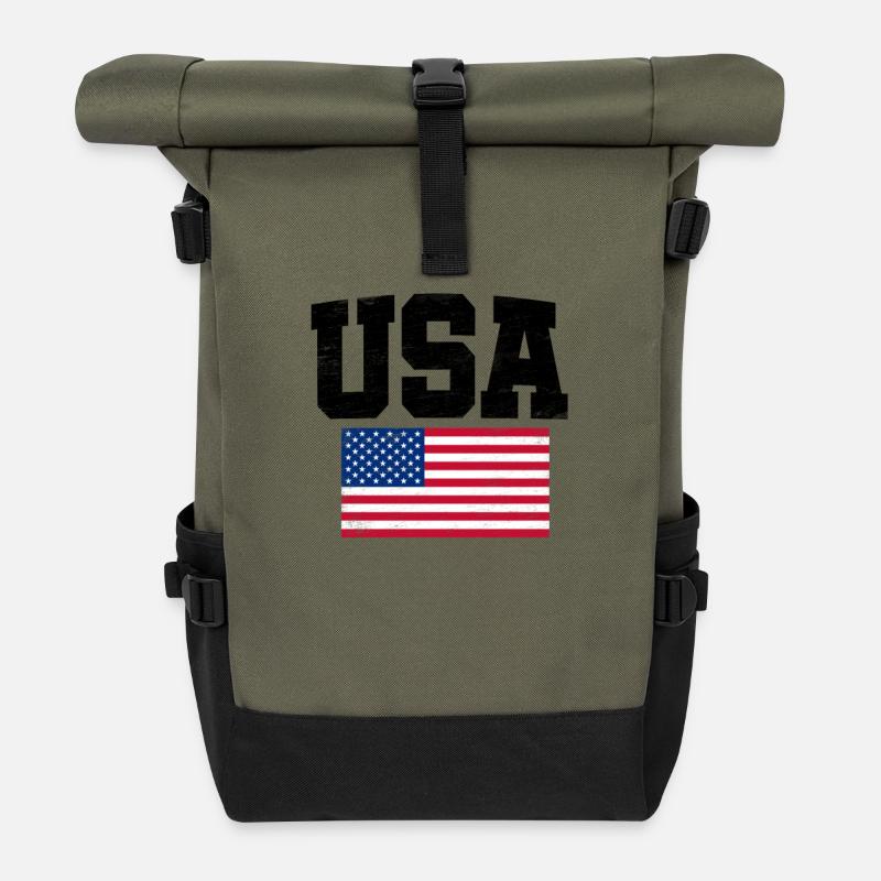 USA - Rolltop Rucksack - Olive/Schwarz