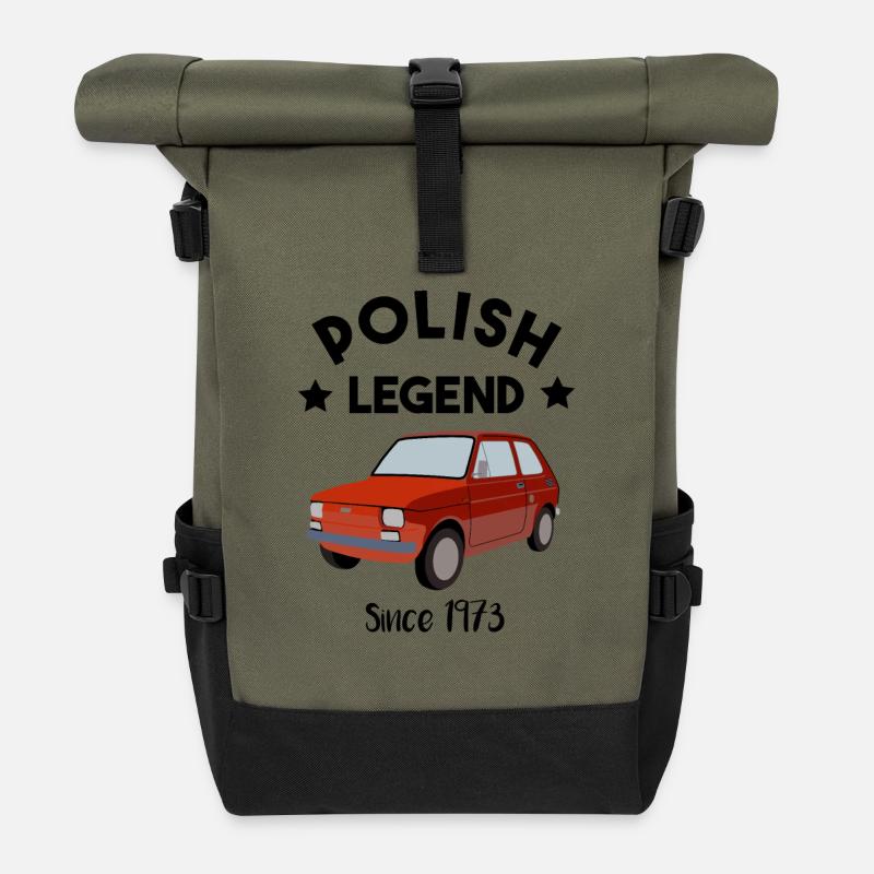 Polish Legend - Maluch - 126p - oldtimer - Rolltop Rucksack - Olive/Schwarz