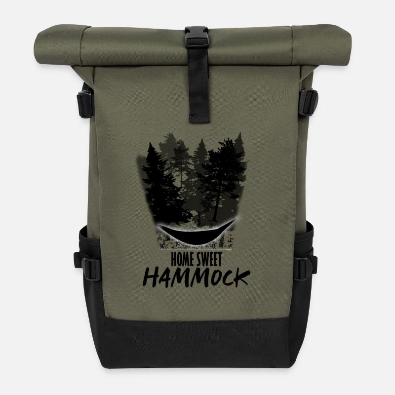 Hängematte Urlaubs T-Shirt Geschenk - Rolltop Rucksack - Olive/Schwarz