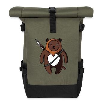 sweet bear with spear - Roll Top Backpack - olive/black - Front