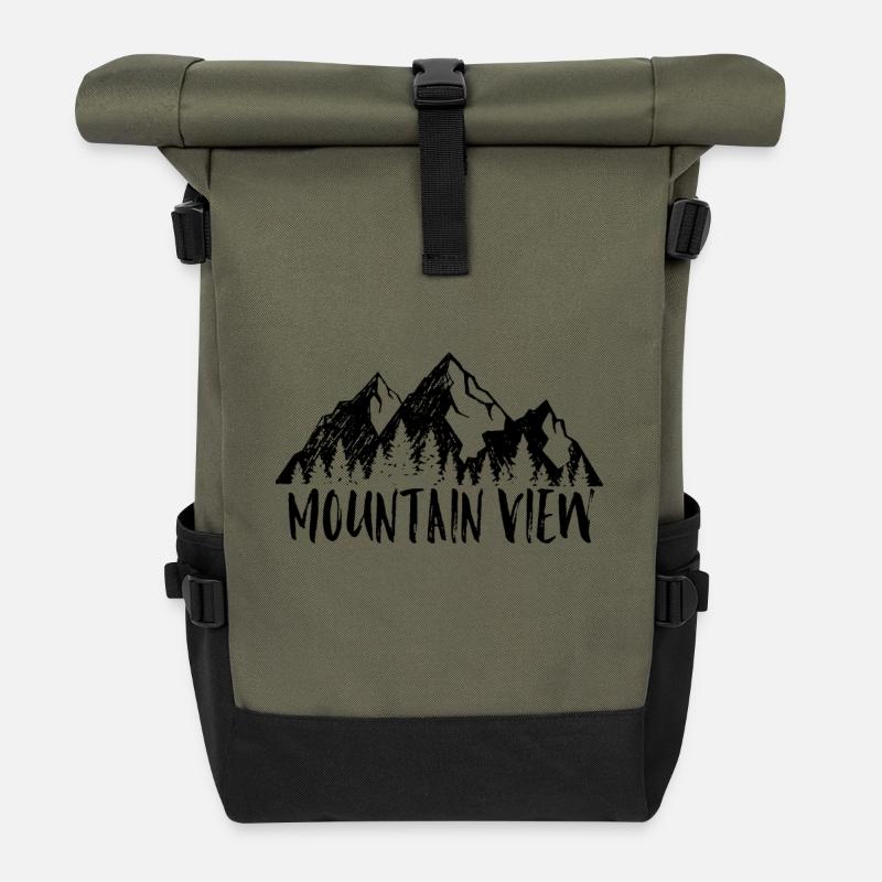 Mountain View - Design for mountain lovers - Roll Top Backpack - olive/black