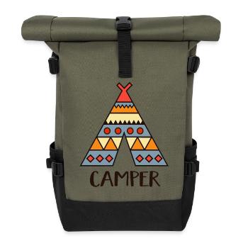 camper - Roll Top Backpack - olive/black - Front
