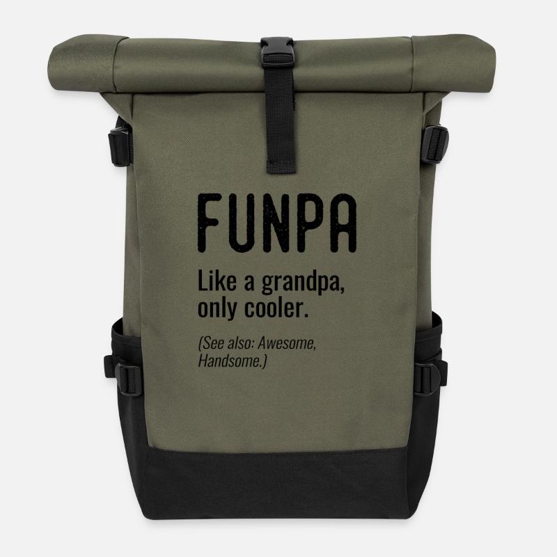 Funpa Funny grandfather - Roll Top Backpack - olive/black