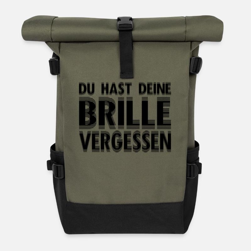 Keine Brille - Rolltop Rucksack - Olive/Schwarz