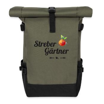nerd gardener garden plant organic watering can apple - Roll Top Backpack - olive/black - Front