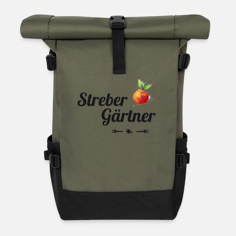 strebergärtner Garten pflanzen bio Gießkanne Apfel - Rolltop Rucksack - Olive/Schwarz