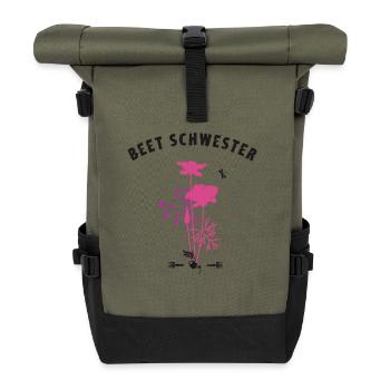 beet sister humor gardening flowers plants organic - Roll Top Backpack - olive/black - Front