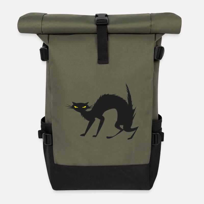 Halloween witches ghosts spook gift idea pumpkin - Roll Top Backpack - olive/black