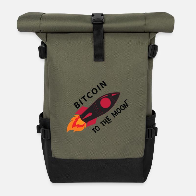 Bitcoin Rocket Moon - Sac à dos roll top - olive/noir