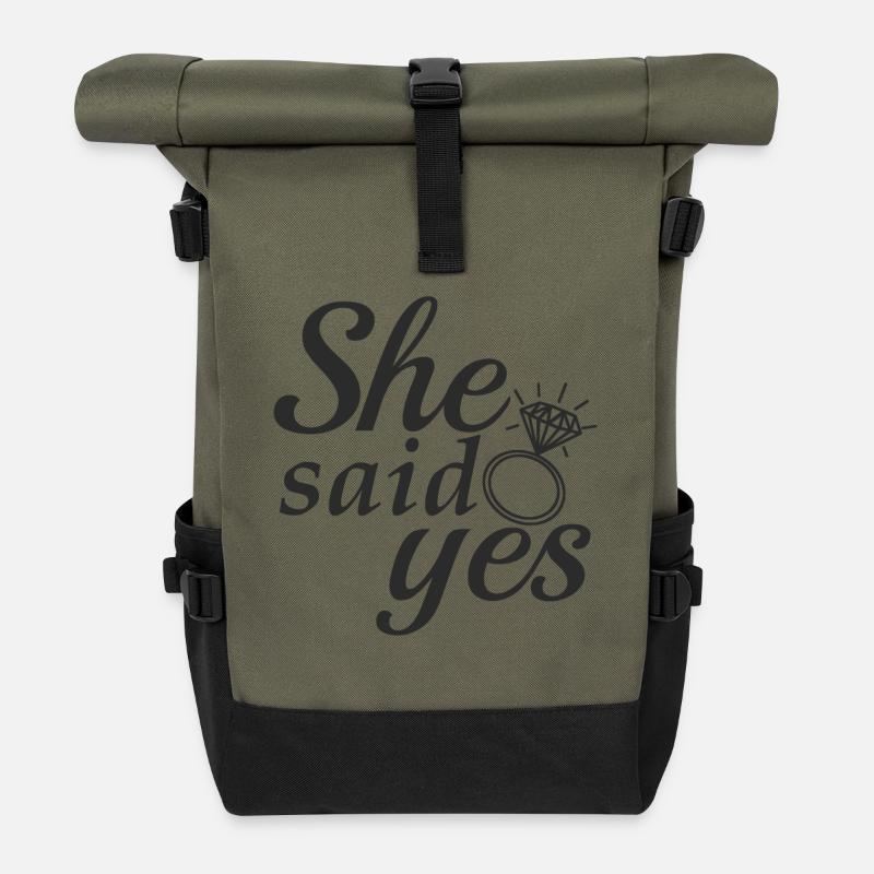 She said yes! - Rolltop Rucksack - Olive/Schwarz