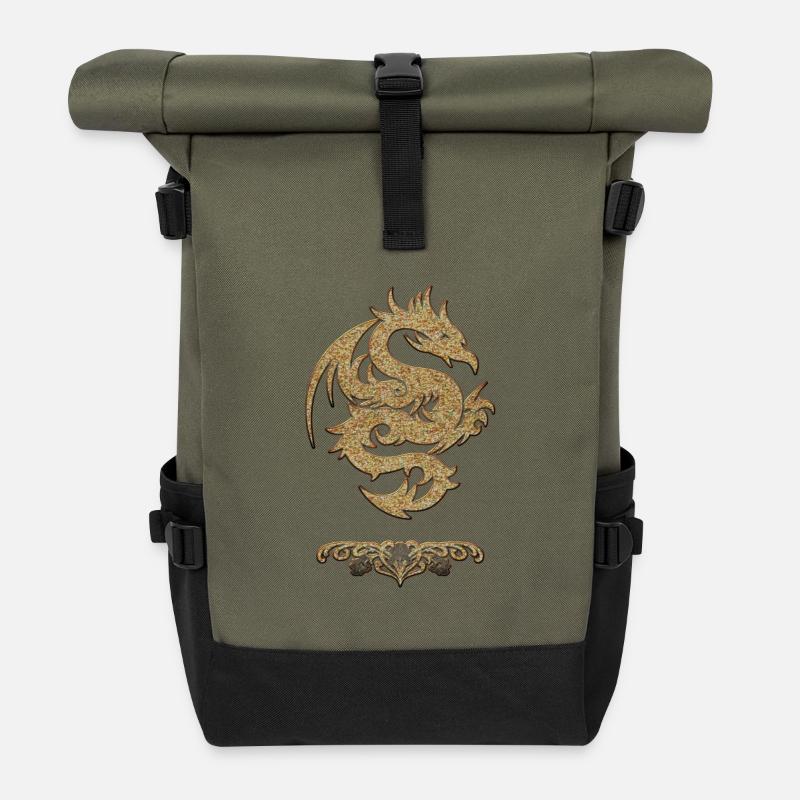 Wundervoller chinesischer Drache - Rolltop Rucksack - Olive/Schwarz