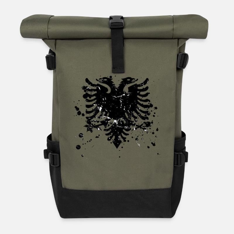 Drapeau albanais « albanais » - Sac à dos roll top - olive/noir