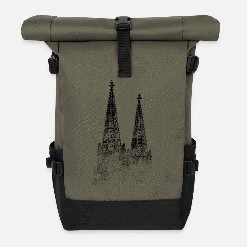 Kölner Dom Köln Jeck Kölsch Rhein Karneval Heimat - Rolltop Rucksack - Olive/Schwarz