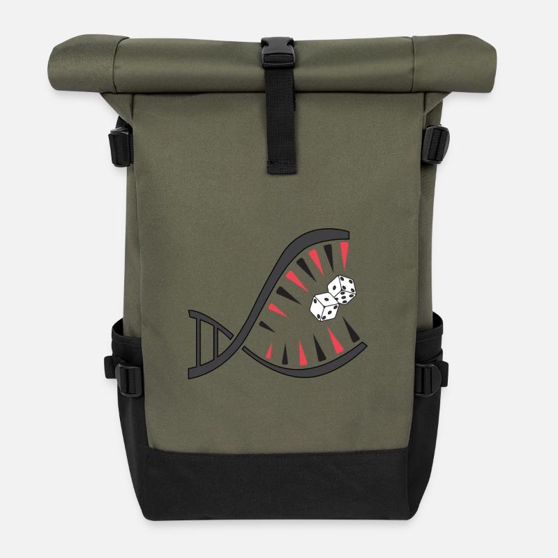 Backgammon DNA Würfel Brettspiel T-Shirt - Rolltop Rucksack - Olive/Schwarz