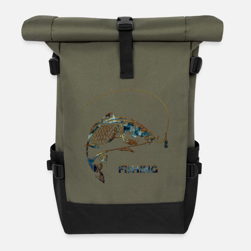 pêche - Sac à dos roll top - olive/noir