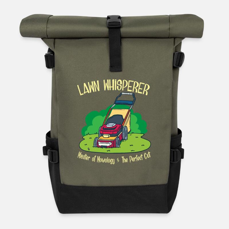 Gardener garden lawn mower gift - Roll Top Backpack - olive/black