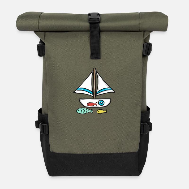 Segelboot - Rolltop Rucksack - Olive/Schwarz