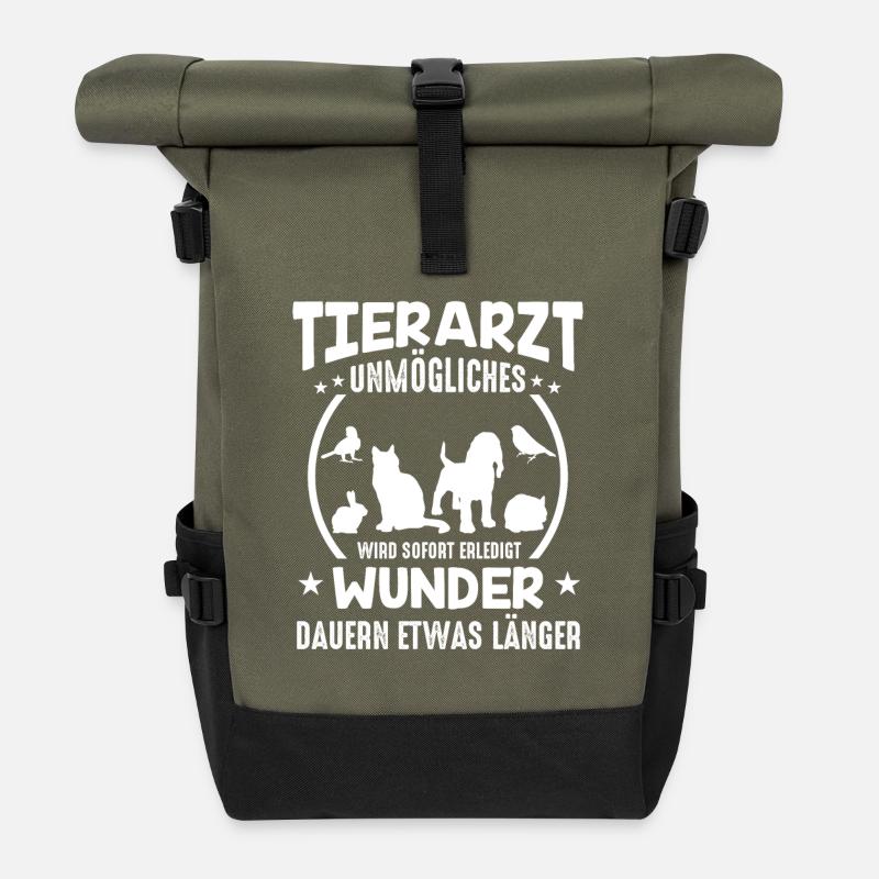 Tierarzt Unmögliches wird sofort erledigt - Rolltop Rucksack - Olive/Schwarz