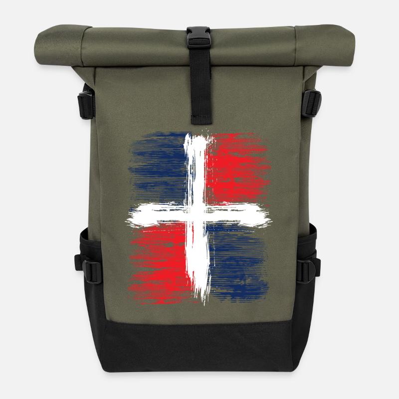 Dominican Republic - Roll Top Backpack - olive/black