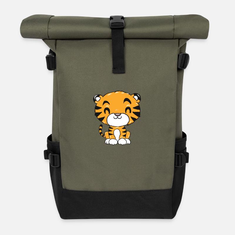 tigre - Sac à dos roll top - olive/noir